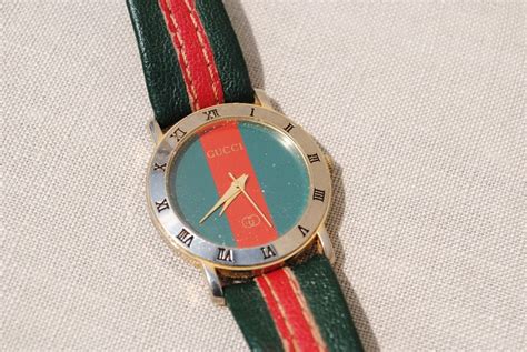 small female gucci red green stripe with leather strap watch|genuine Gucci watch strap.